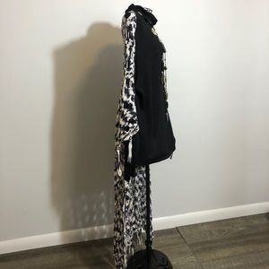 New Fab Knit Long Cape Maxi Length Duster, Sweater,Fringe,Arty,1 Size Plus Size